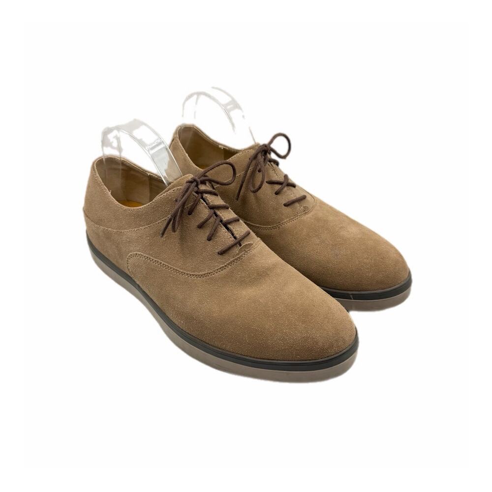 FitFlop Lewis Men’s 9 Beige Tan Suede Leather Lace Up Comfort Casual Oxford Shoe
